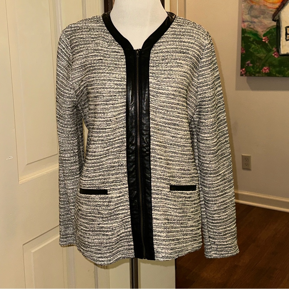 Women’s Blazer with Pockets (unopened) Faux Leather Detail NWOT
